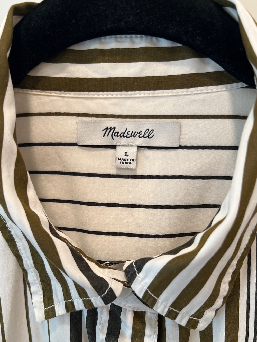 MADEWELL CURVE-HEM SHIRT IN POPLIN LIGHTHOUSE STRIPE, SIZE L. - Picture 5 of 11